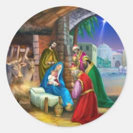 Pegatina Redonda Natividad de Jesús