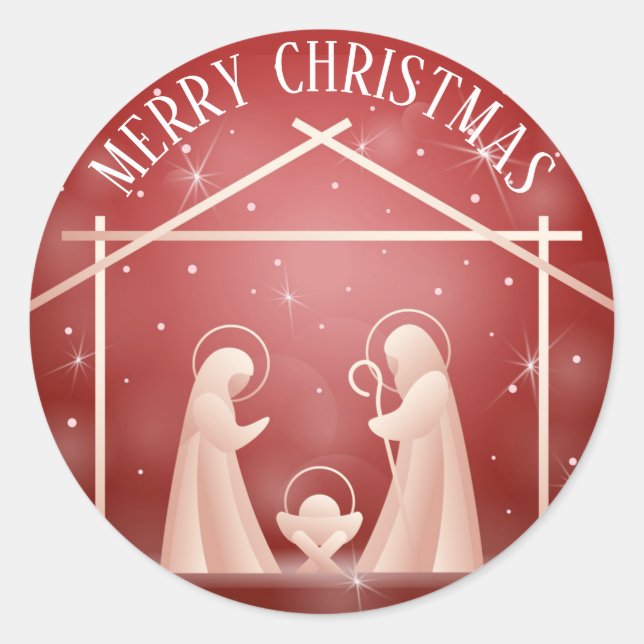 Pegatina Redonda Natividad de los navidades (Anverso)