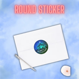 Pegatina Redonda Natividad - Feliz Pascua |