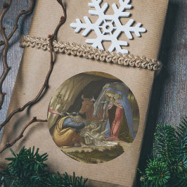 Pegatina Redonda Natividad mística de Sandro Botticelli Navidades