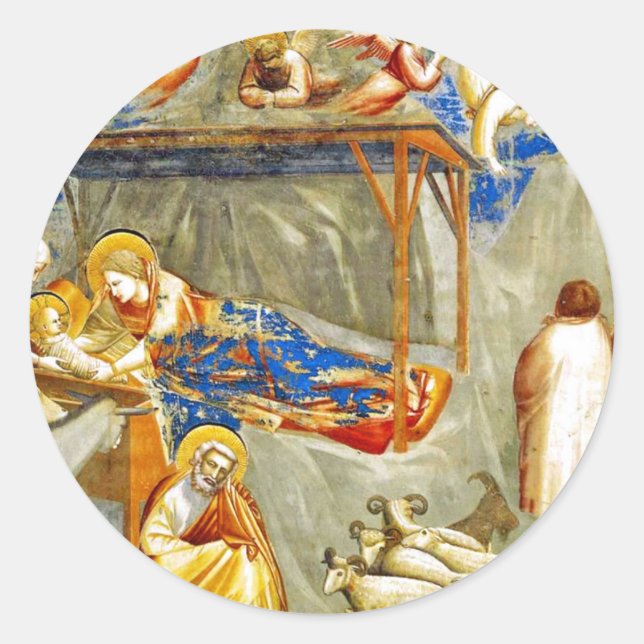 Pegatina Redonda Natividad Nacimiento de Jesús (Anverso)