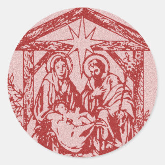Pegatina Redonda Natividad Roja