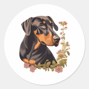 Pegatina Redonda Natural Ear Doberman 2