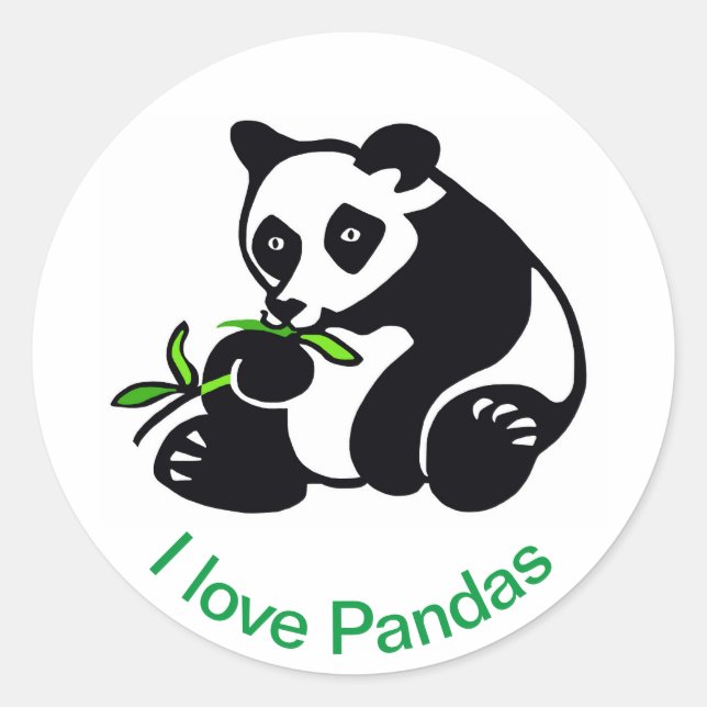 Pegatina Redonda Naturaleza - Amo PANDAS - Vida silvestre - (Anverso)