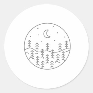 Pegatina Redonda Naturaleza Bosque Camping Senderismo Campista Send