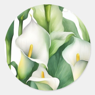 Pegatina Redonda Naturaleza de Calla Blanca Lily