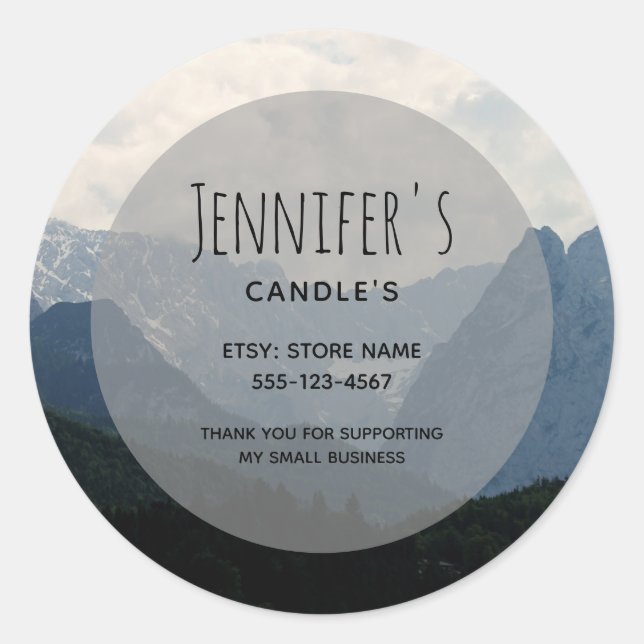 Pegatina Redonda Naturaleza de los Montes Alpinos Foto País Negocio (Anverso)