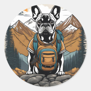 Pegatina Redonda Naturaleza del Bulldog francés