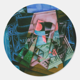 Pegatina Redonda Naturaleza muerta ante una ventana abierta de Juan