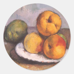 Pegatina Redonda Naturaleza Muerta con Membrillos, Manzanas y Peras