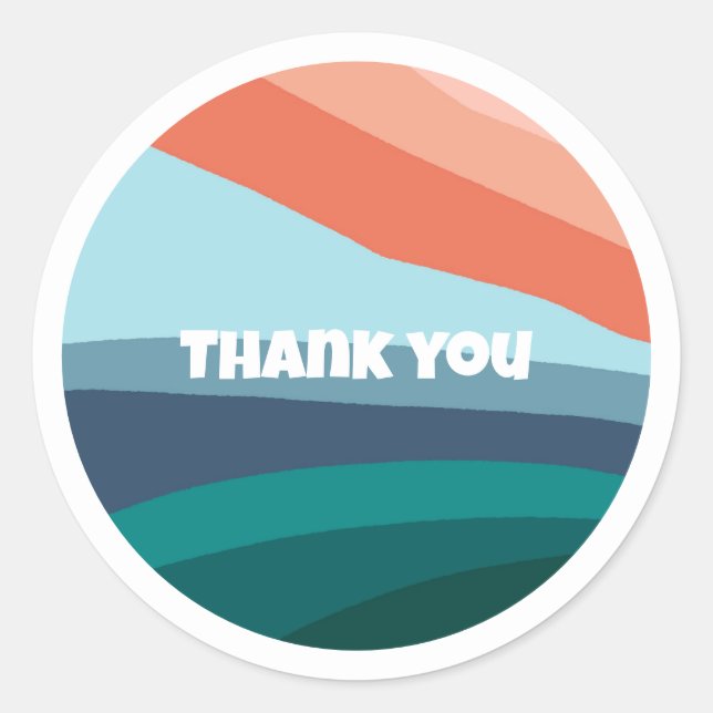 Pegatina Redonda naturaleza representada en líneas, estilo retro (Anverso)