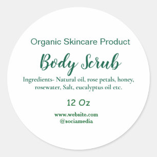 Pegatina Redonda Naturaleza verde orgánica exfoliación corporal man