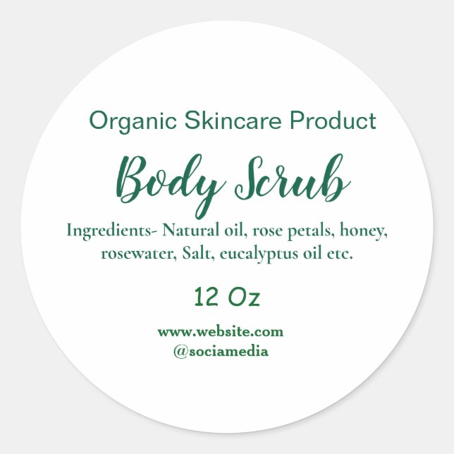 Pegatina Redonda Naturaleza verde orgánica exfoliación corporal man (Anverso)