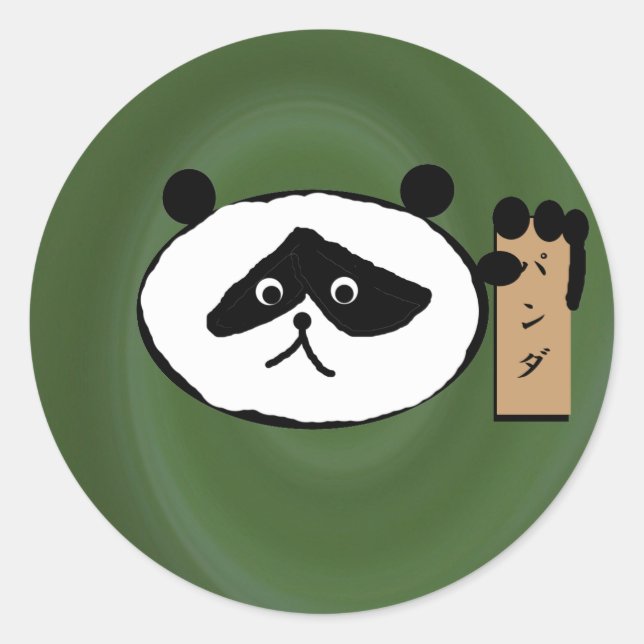 Pegatina Redonda naturalgreenswirl, panda (Anverso)