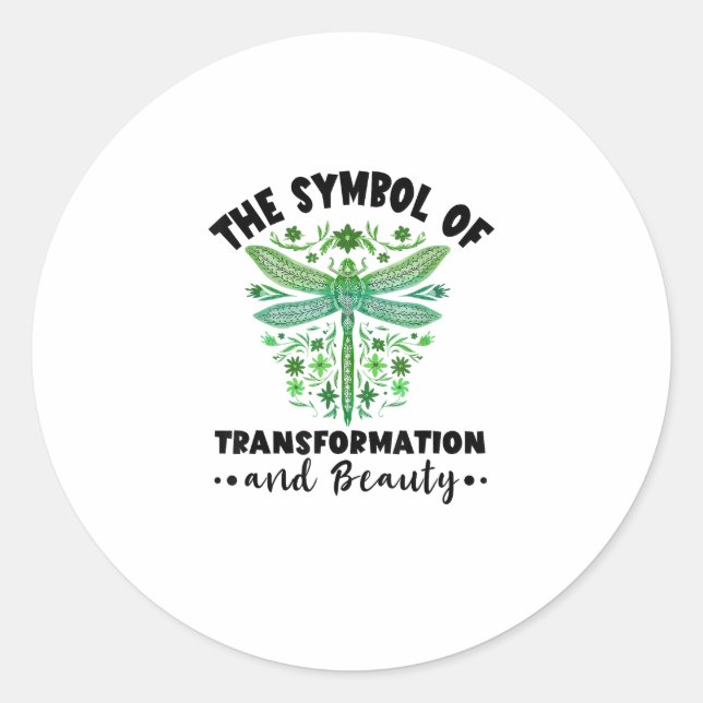 Pegatina Redonda Nature Insect Dragonflies Transformation Beauty Dr (Anverso)