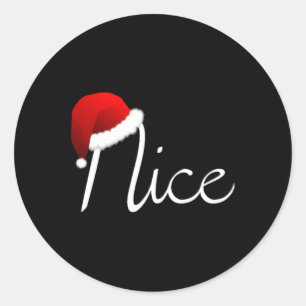Pegatina Redonda Naughty & Navidades de buena lista que coincid