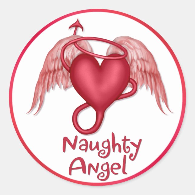 Pegatina Redonda Naughty Angel (Anverso)