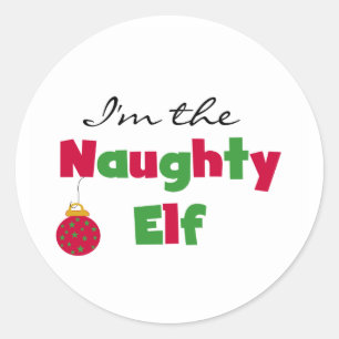 Pegatina Redonda Naughty Elf