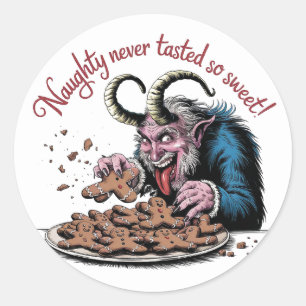 Pegatina Redonda Naughty Krampus Navidades Design