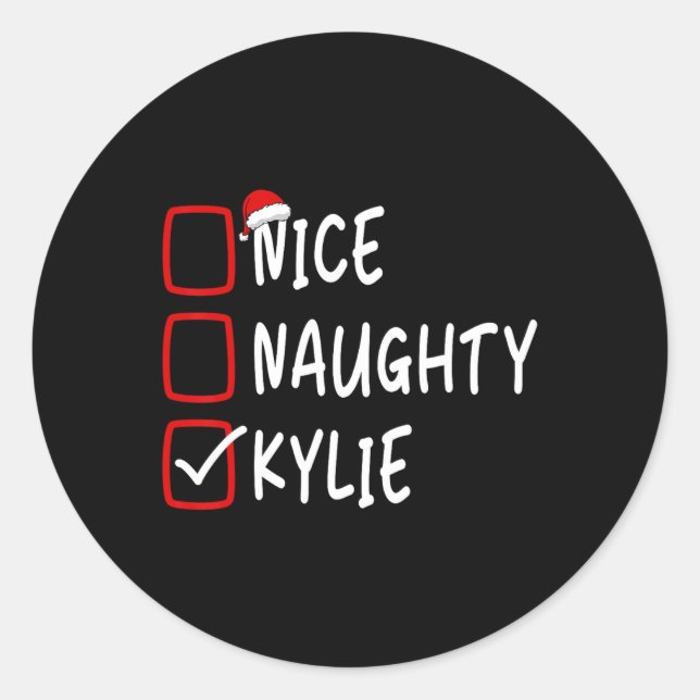 Pegatina Redonda Naughty Kylie Navidades de nombres personalizados  (Anverso)