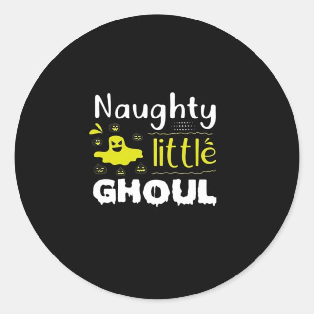 Pegatina Redonda Naughty Little Ghoul (Anverso)
