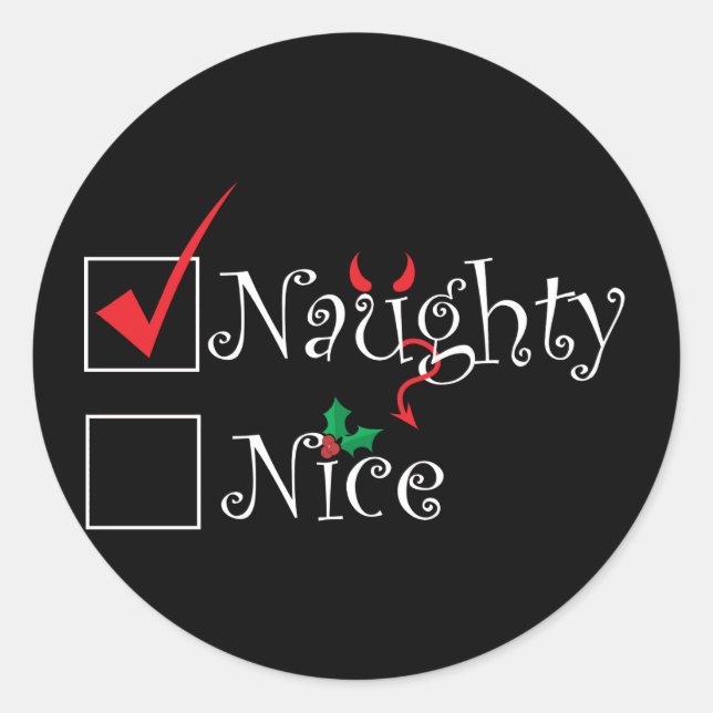 Pegatina Redonda Naughty Nice (Anverso)