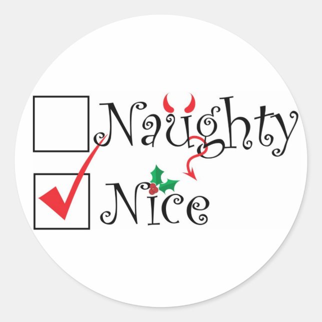 Pegatina Redonda Naughty Nice (Anverso)