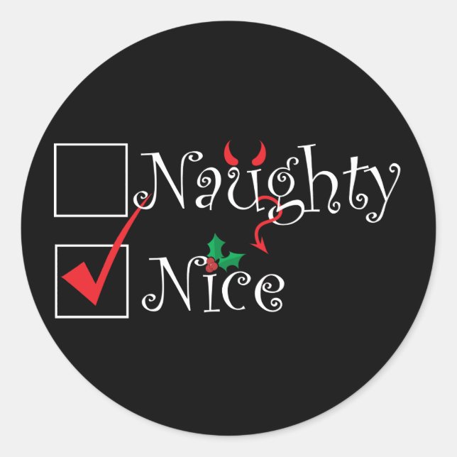 Pegatina Redonda Naughty Nice (Anverso)