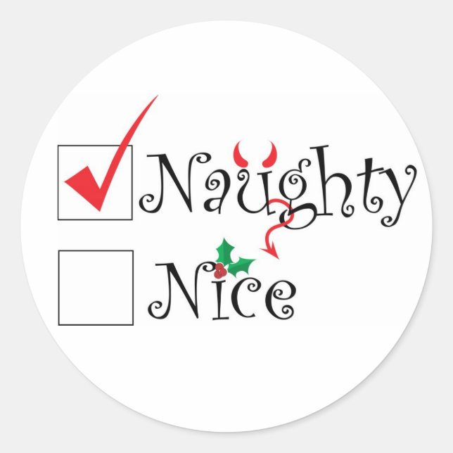 Pegatina Redonda Naughty Nice (Anverso)