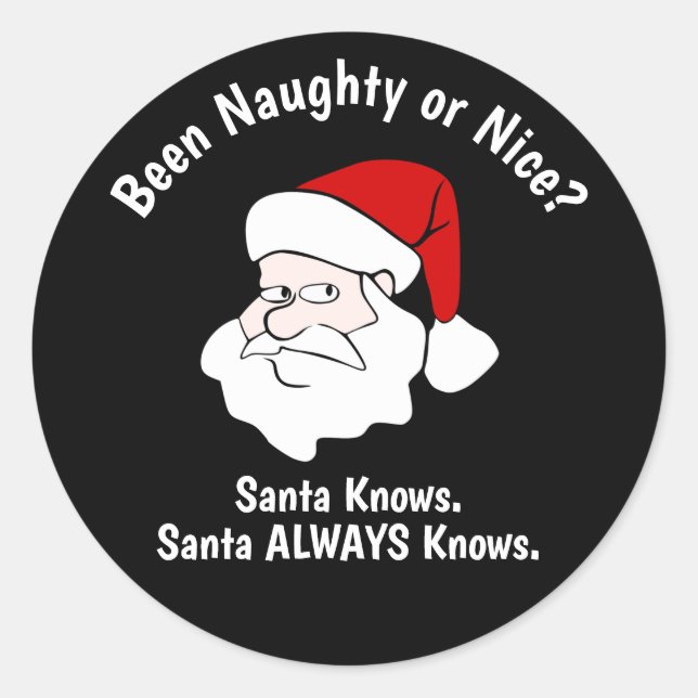 Pegatina Redonda Naughty o Nice Santa (Anverso)