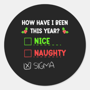 Pegatina Redonda Naughty Sigma Navidades Graciosa Gen Z Para Niños