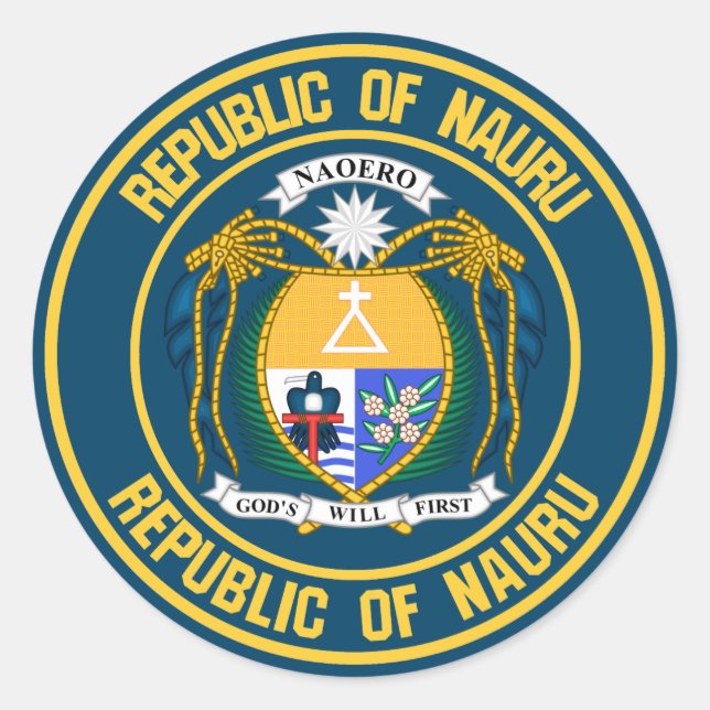 Pegatina Redonda Nauru Round Emblem (Anverso)