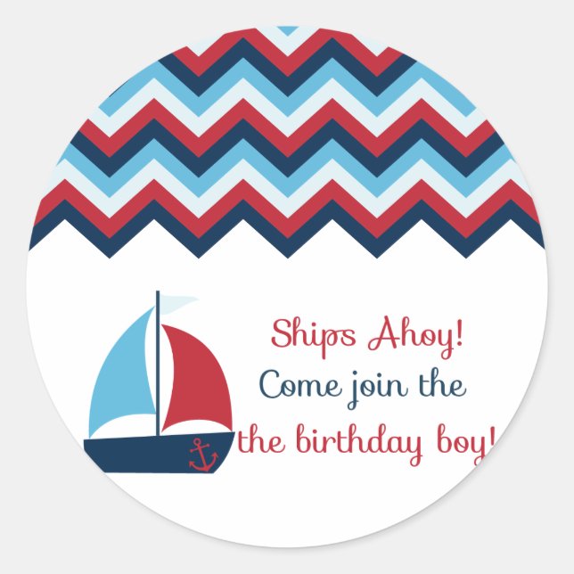 Pegatina Redonda Nauthday Boy Cupcake Topper/Pegatina (Anverso)