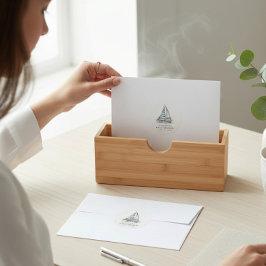 Pegatina Redonda Nauti-Bouy Blue Stripe Sailboat Baby Shower