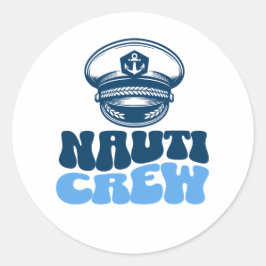 Pegatina Redonda Nauti Nautical bachelorette party crew