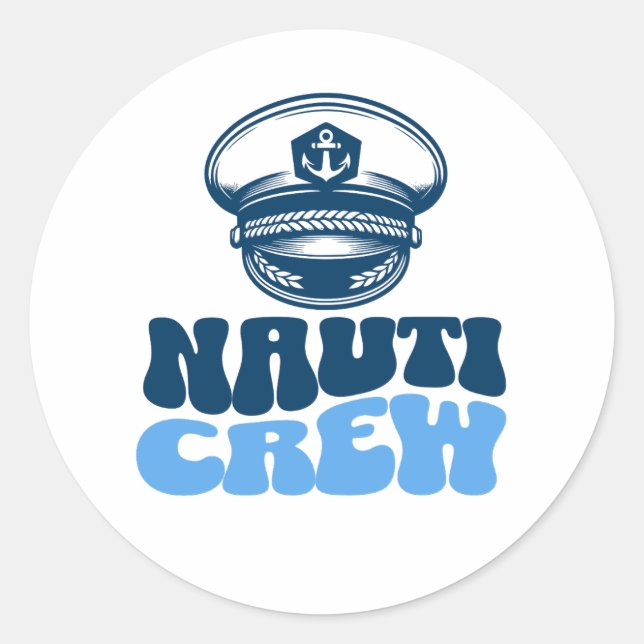 Pegatina Redonda Nauti Nautical bachelorette party crew (Anverso)