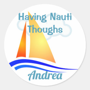 Pegatina Redonda Nauti Thoughts Nautical