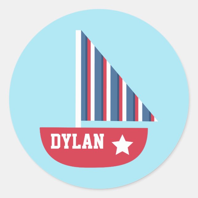 Pegatina Redonda Náutica Cuta Para Pequeños Marineros (Anverso)