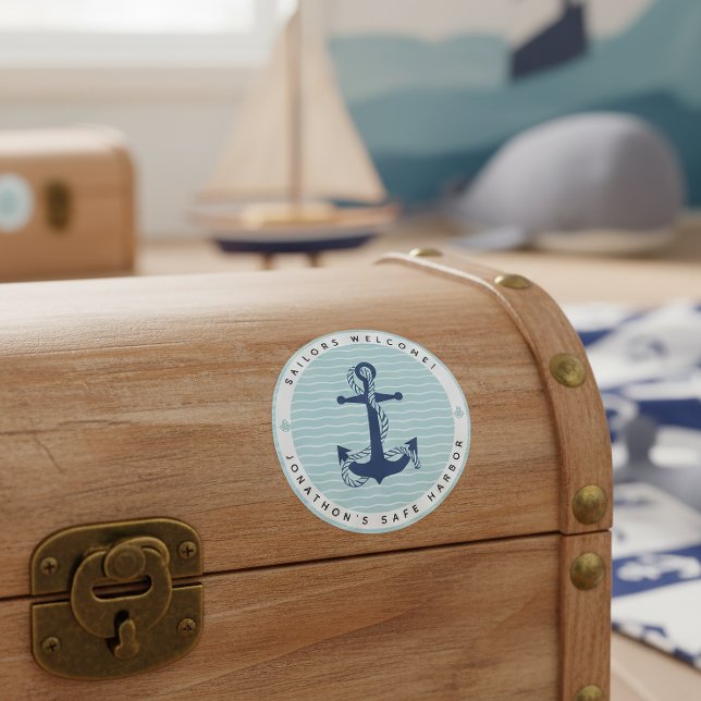 Pegatina Redonda Nautical Anchor & Rope Safe Harbor ID1250 (Subido por el creador)