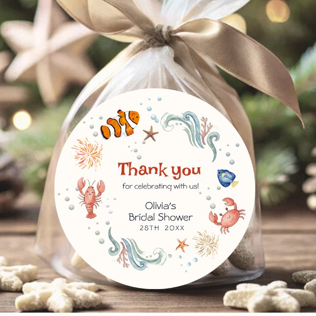 Pegatina Redonda Nautical Seafood She Is a Catch Bridal Shower  (Subido por el creador)