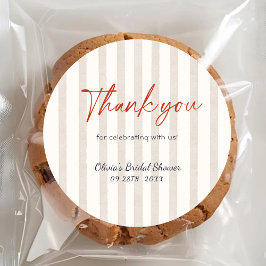 Pegatina Redonda Nautical Stripes Lobster Bridal Shower Thank You