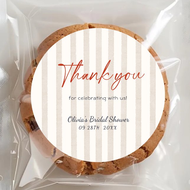 Pegatina Redonda Nautical Stripes Lobster Bridal Shower Thank You (Subido por el creador)