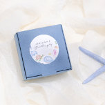 Pegatina Redonda Nautical Theme Boys Birthday Party<br><div class="desc">¡Estos pegatinas son geniales para bolsas de favores,  sobres,  regalos y más! Este diseño presenta el nombre y la edad del niño de cumpleaños enmarcado por lindos animales náuticos.</div>