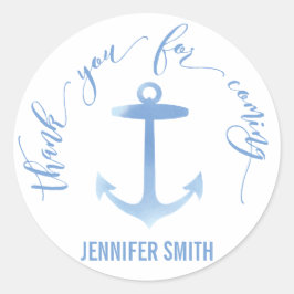 Pegatina Redonda Nautical Watercolor Anchor Gracias
