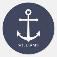 Nautical White Anchor y nombre personalizado en az