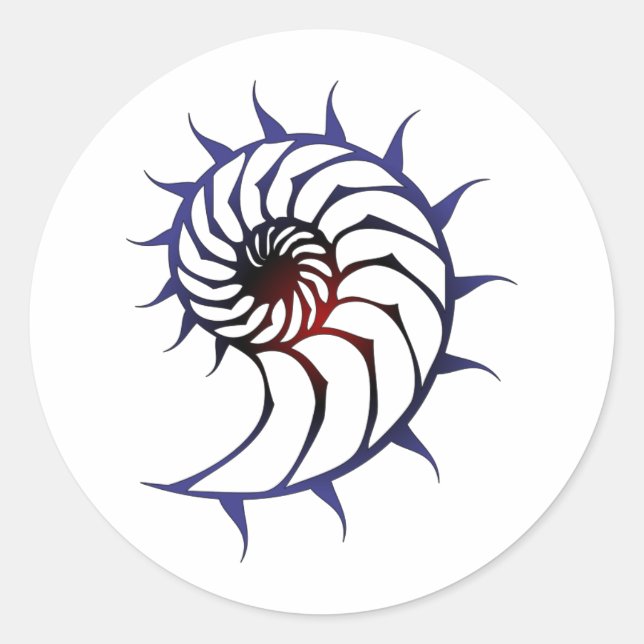 Pegatina Redonda Nautilus tribal (Anverso)
