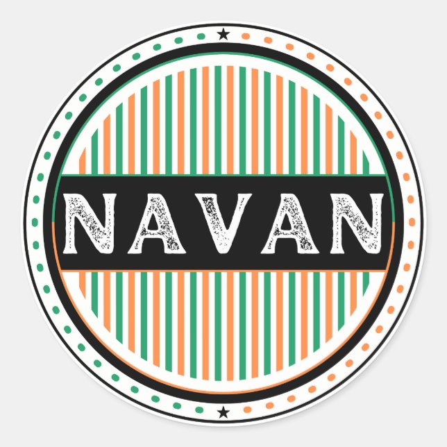 Pegatina Redonda Navan City Pride Emblem – Irish Identity (Anverso)