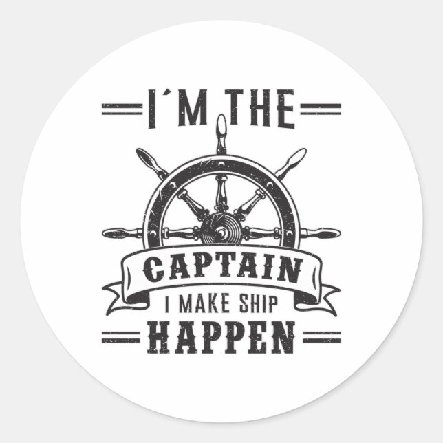 Pegatina Redonda Navegación en barco capitán Sailor Funny Gift Idea (Anverso)