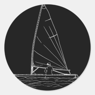 Pegatina Redonda Navegación en barco láser Dinghy