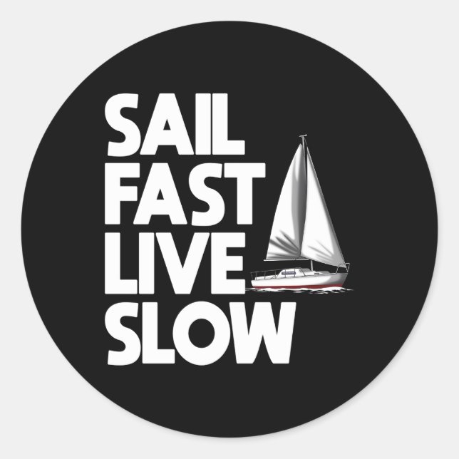 Pegatina Redonda Navegación veloz en directo Slow Sea Sailor (Anverso)
